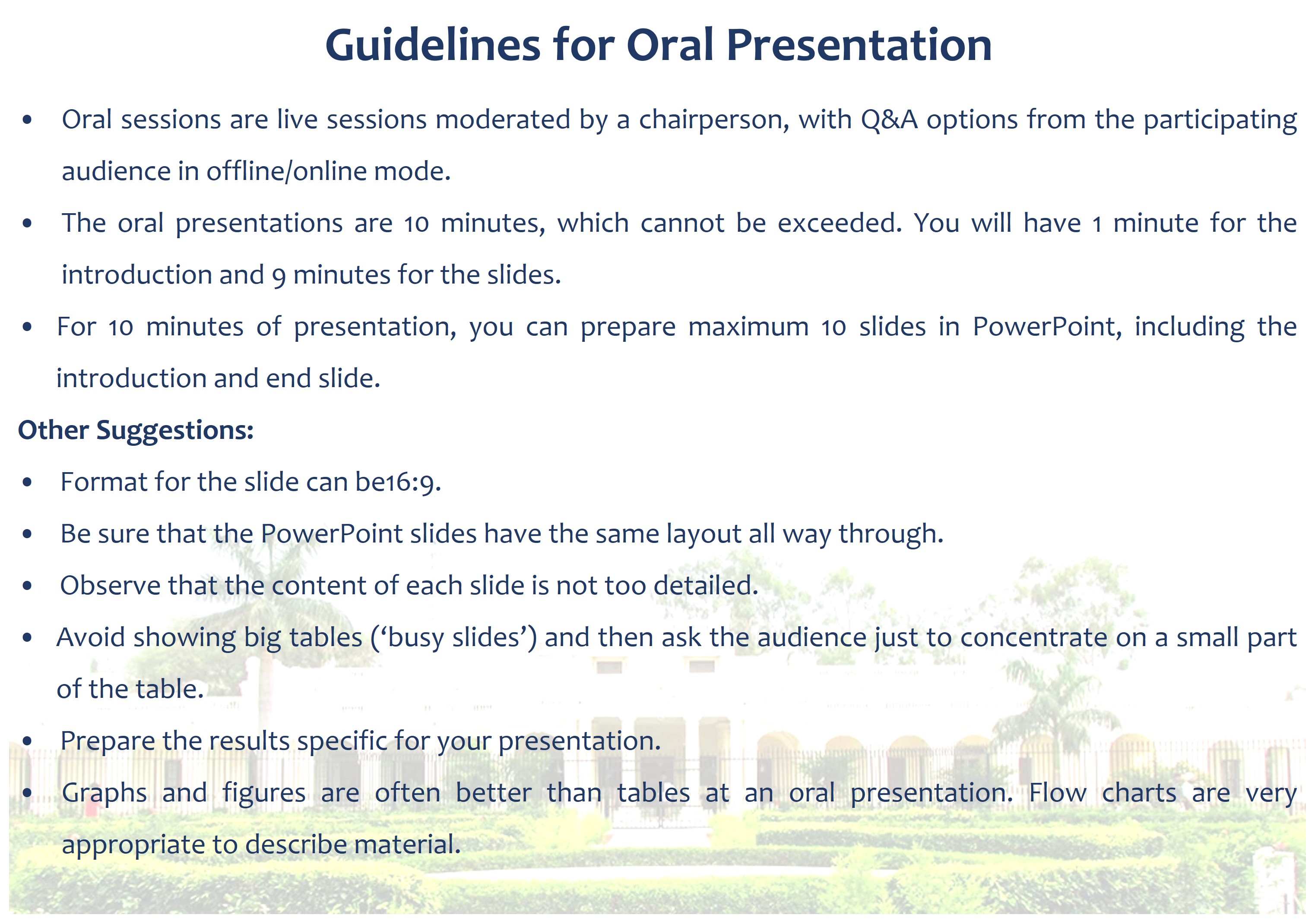 uegw oral presentation guidelines